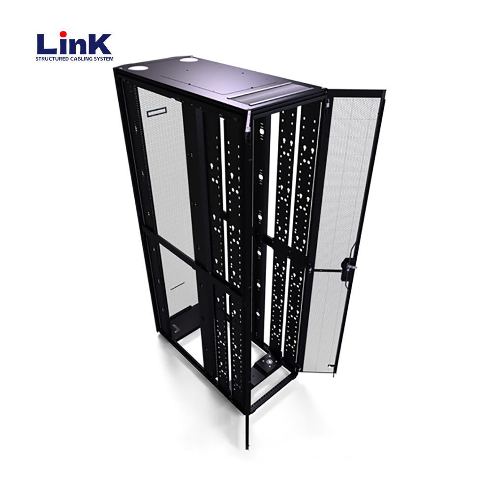 Rack de servidor de pie ajustable negro para red de oficina